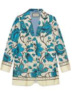 Gucci Silk Jacket With Watercolor Flowers - Neutrals
