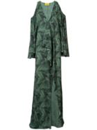 Baja East - Banana Leaf Print Cold Shoulder Dress - Women - Polyester - 2, Green, Polyester
