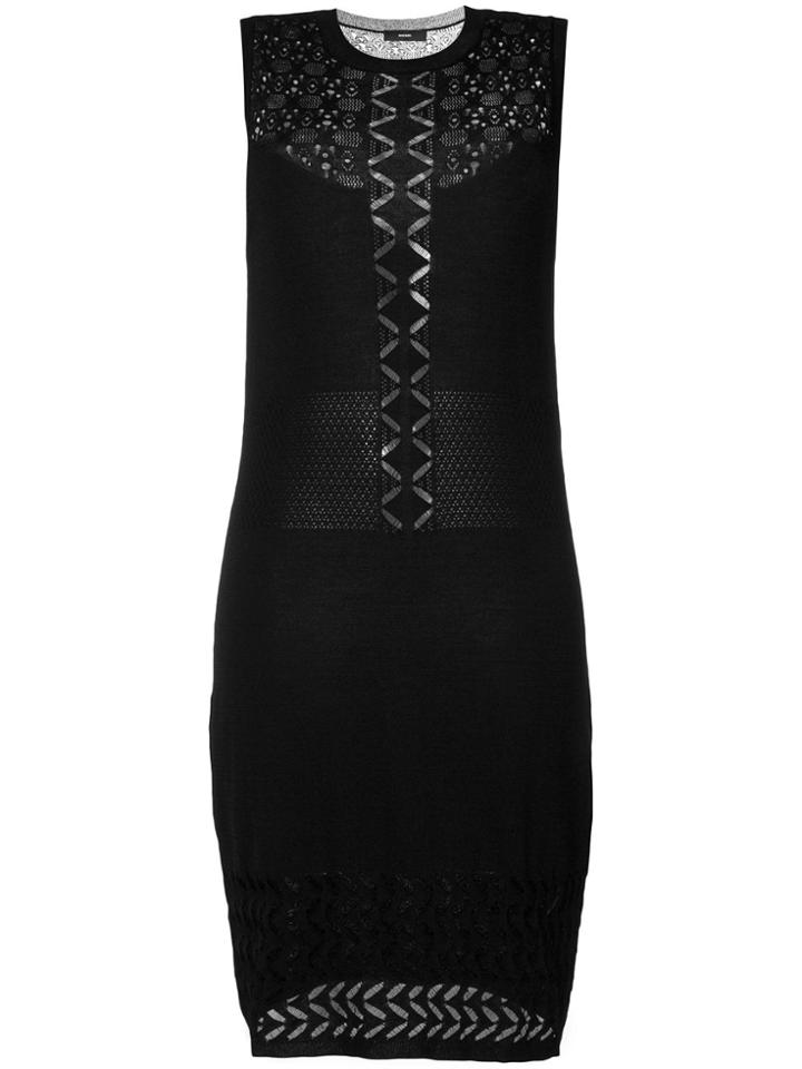 Diesel Pointelle-knit Trim Dress - Black