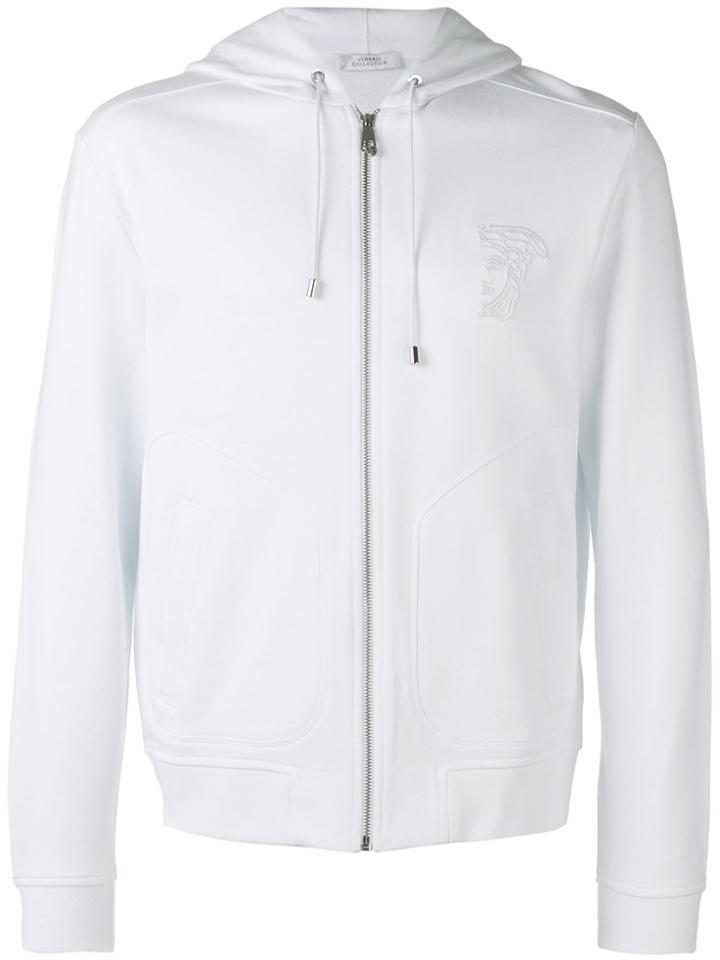 Versace Collection Logo Zip Hoodie - White