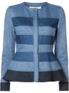 Carolina Herrera Denim Peplum Jacket, Women's, Size: 4, Blue, Acetate/polyester/cotton