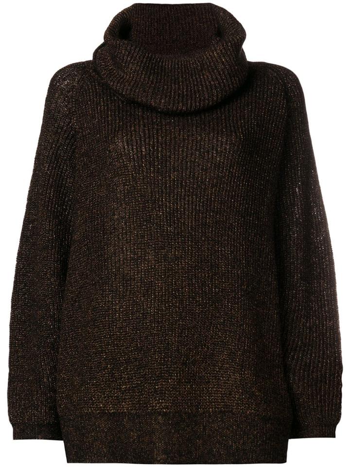 Mes Demoiselles Lamé Turtleneck Oversized Sweater - Metallic