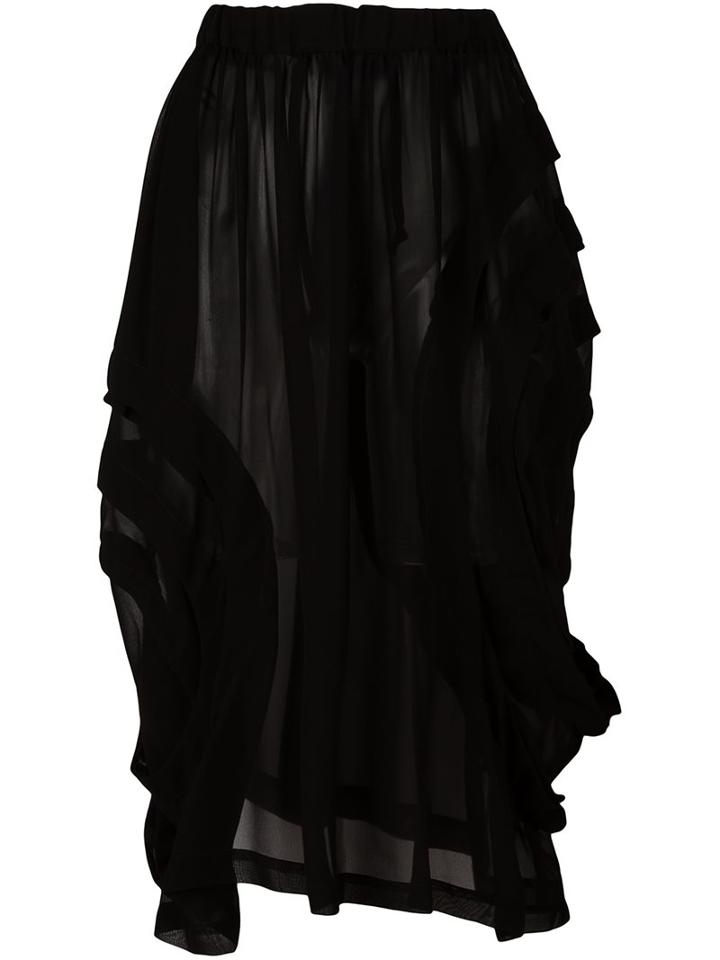Comme Des Garçons Comme Des Garçons Asymmetric Layered Pencil Skirt, Women's, Size: Xs, Black, Polyester
