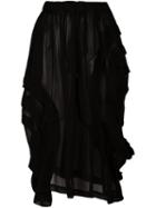 Comme Des Garçons Comme Des Garçons Asymmetric Layered Pencil Skirt, Women's, Size: Xs, Black, Polyester