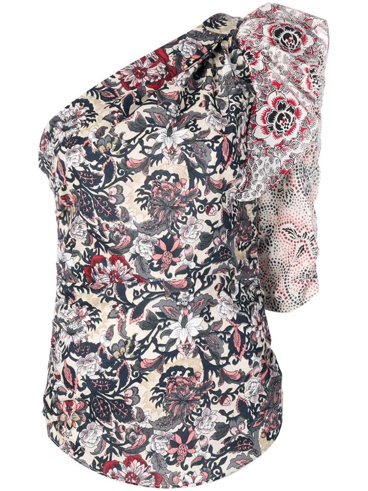 Isabel Marant Étoile Floral Print One Shoulder Top - White