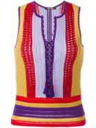 Roberto Cavalli Lace-up Crochet Top - Multicolour