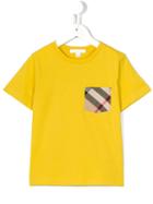 Burberry Kids House Check Pocket T-shirt, Toddler Boy's, Size: 4 Yrs, Yellow/orange
