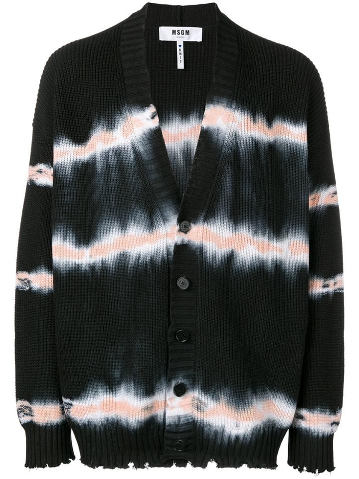 Msgm Frayed V-neck Cardigan - Black