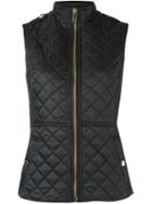 Burberry Quilted High Neck Gilet, Women's, Size: Large, Black, Polyester