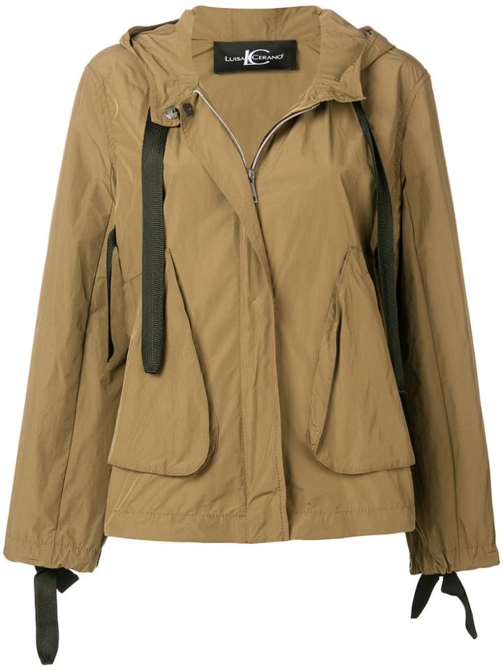 Luisa Cerano Drawstring Hood Jacket - Green