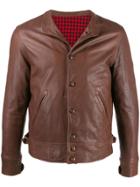 Fortela Buttoned Leather Jacket - Brown