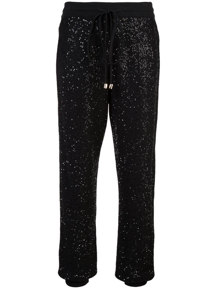 Oscar De La Renta Paillette-embellished Floral-print Sweater - Black