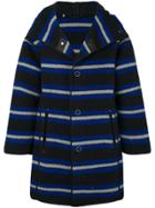 Lanvin Striped Hooded Coat - Blue