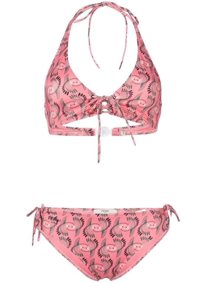 Fendi Tied Patterned Bikini - Pink & Purple