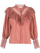 Ulla Johnson Ethel Lace-trimmed Blouse - Red