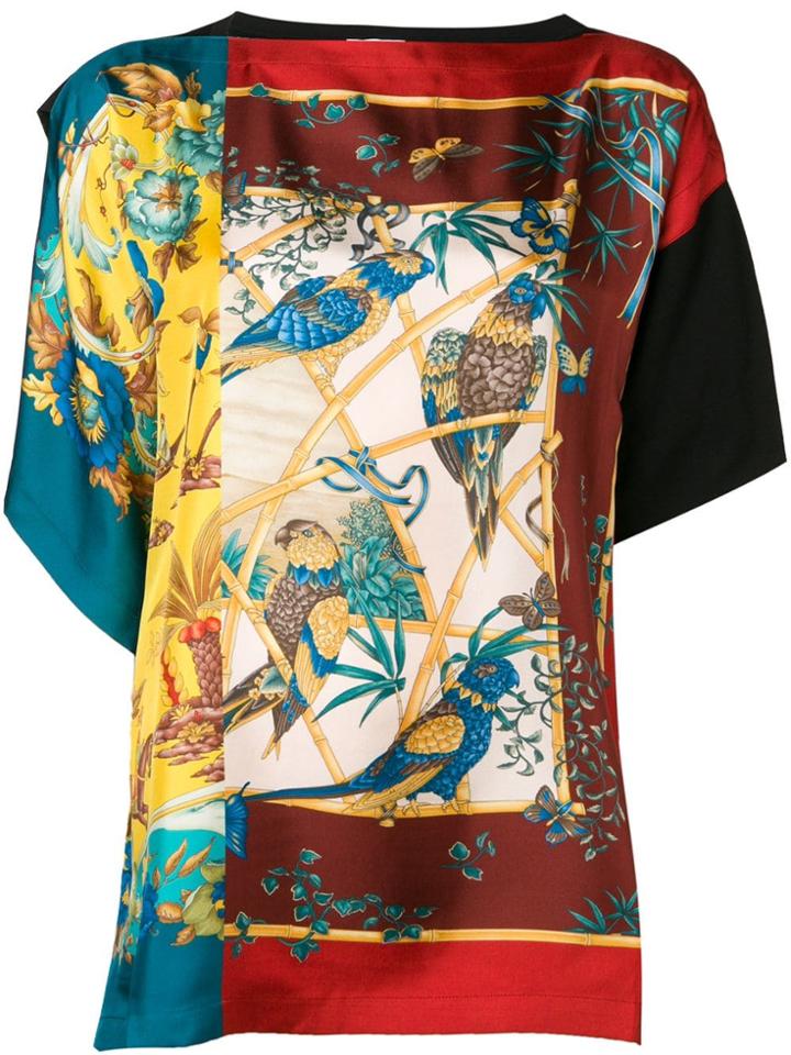 Salvatore Ferragamo Asymmetric Printed T-shirt - Black