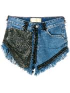 Loulou Embellished Denim Shorts - Blue
