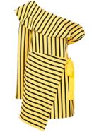 Goen.j Striped One Shoulder Dress - Yellow & Orange