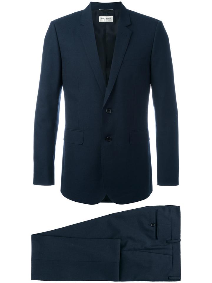 Saint Laurent Abito Suit Jacket, Men's, Size: 50, Blue, Silk/cotton/wool