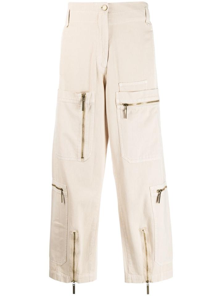 Alberta Ferretti Zipped Cargo Trousers - Neutrals