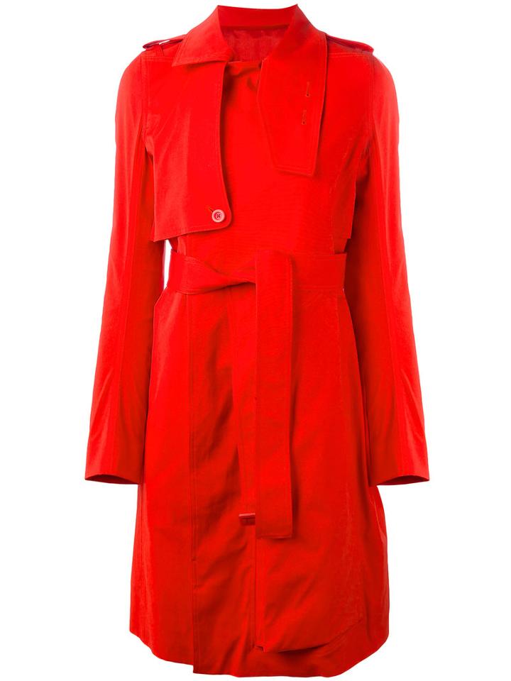 Rick Owens - Trench Coat - Women - Cotton/spandex/elastane/cupro/viscose - 42, Women's, Red, Cotton/spandex/elastane/cupro/viscose