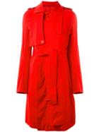Rick Owens - Trench Coat - Women - Cotton/spandex/elastane/cupro/viscose - 42, Women's, Red, Cotton/spandex/elastane/cupro/viscose