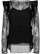 Tufi Duek Structured Shoulder Lace Blouse - Black