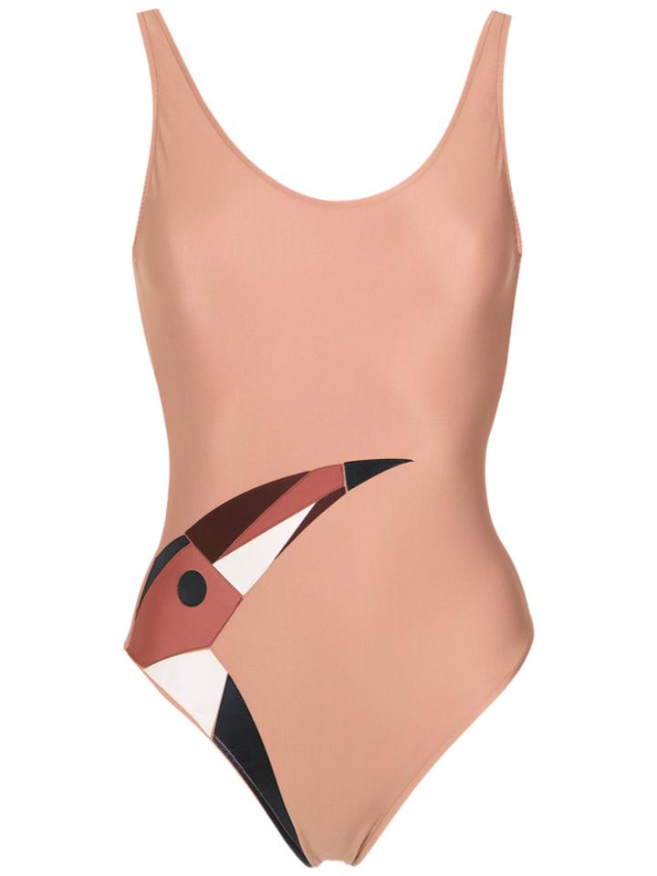 Adriana Degreas Toucan Appliqué Swimsuit - Nude & Neutrals