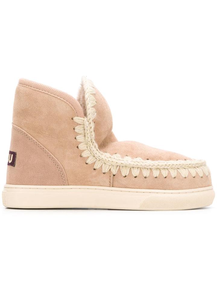 Mou Shearling Snow Boots - Nude & Neutrals