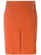 Tory Burch Buttoned Mini Skirt, Women's, Size: 14, Yellow/orange, Polyester/cotton/spandex/elastane
