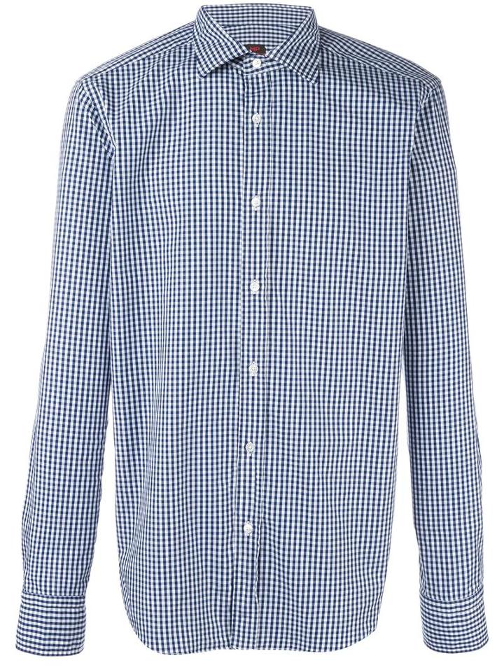 Mp Massimo Piombo Big Check Patterned Shirt, Men's, Size: 38, Blue, Cotton