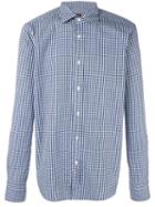Mp Massimo Piombo Big Check Patterned Shirt, Men's, Size: 38, Blue, Cotton