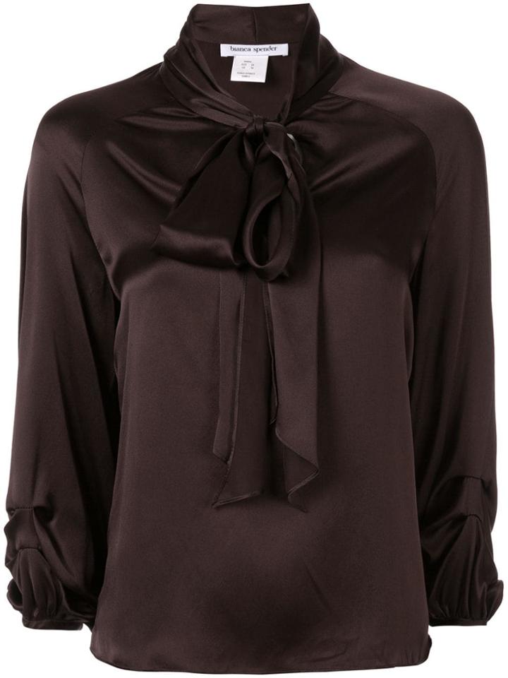 Bianca Spender Delta Pussy Bow Blouse - Brown