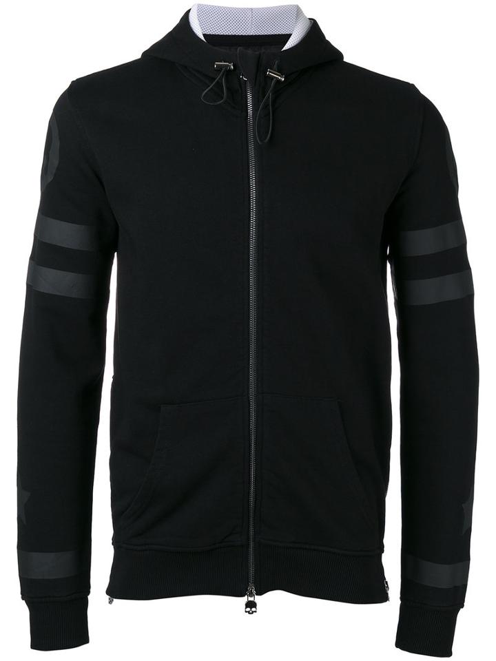 Hydrogen Tonal Skull Print Zipped Sweatshirt, Men's, Size: Large, Black, Cotton