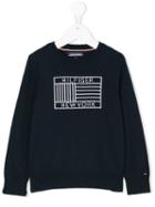 Tommy Hilfiger Junior - Hilfiger Flag Knit Sweater - Kids - Cotton - 10 Yrs, Blue