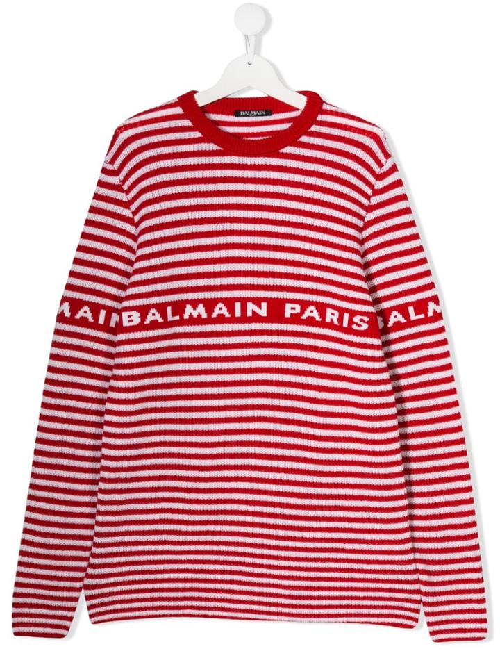 Balmain Kids Teen Striped Jumper - Red