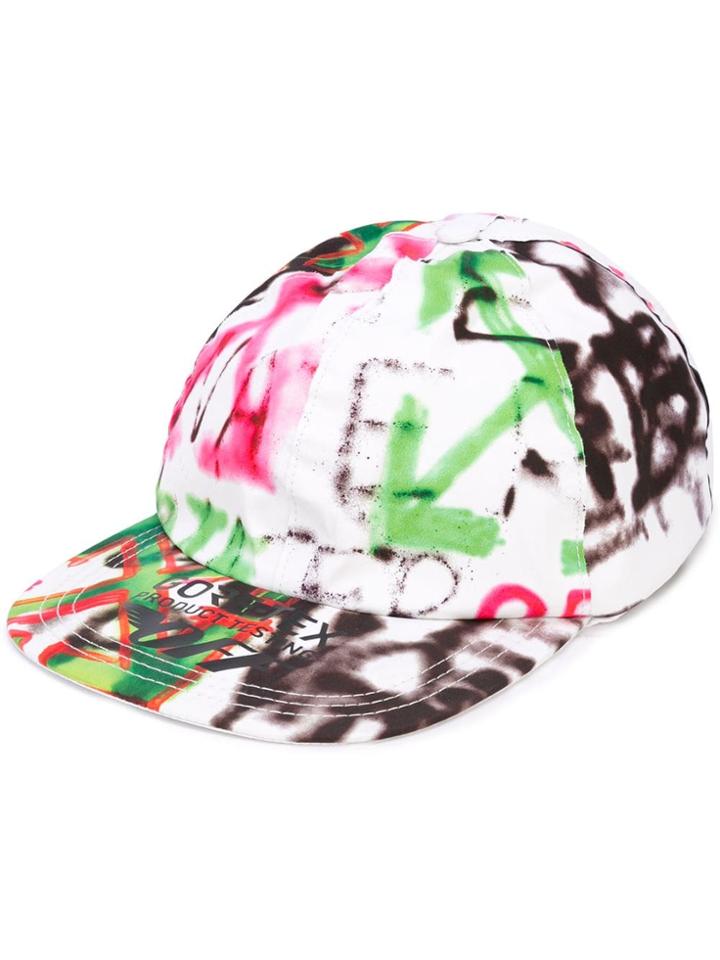 Off-white Graffiti Style Printed Cap - Multicolour