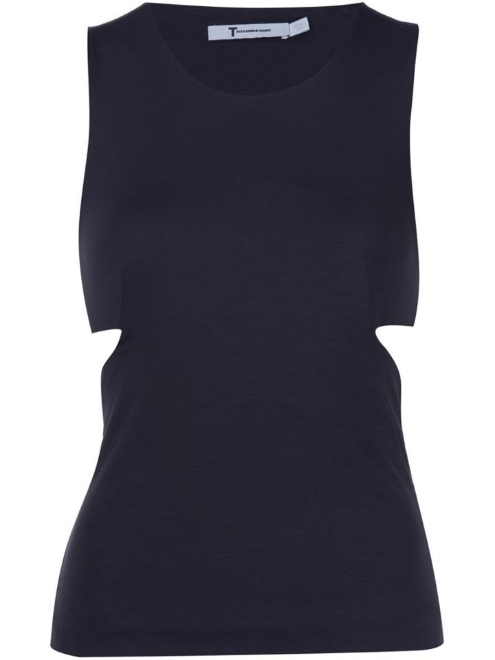 T By Alexander Wang Cut-out Back Tank Top, Women's, Size: Xs, Black, Rayon/polyester/spandex/elastane