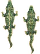 Natia X Lako Large Crocodile Earrings - Green