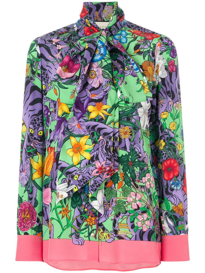 Gucci Flora Tiger Print Blouse - Multicolour