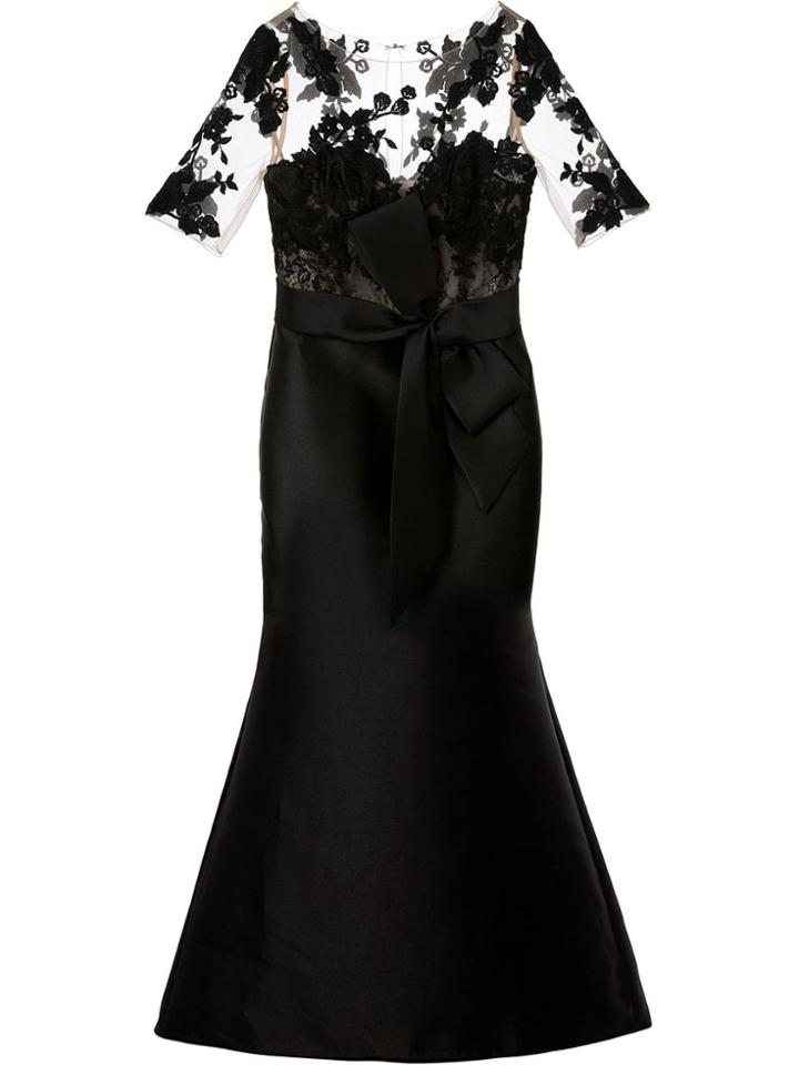 Badgley Mischka Sheer Panel Gown - Black