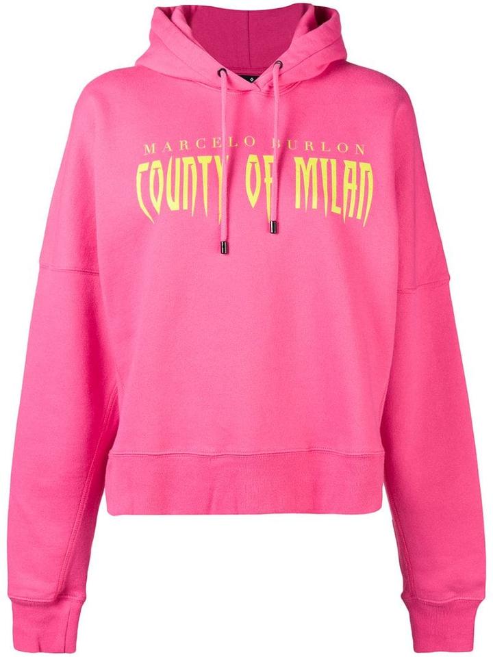 Marcelo Burlon County Of Milan Logo Print Hoodie - Pink