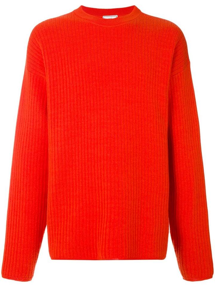Ami Paris Crewneck Oversize Fit Double Face Rib Sweater - Red