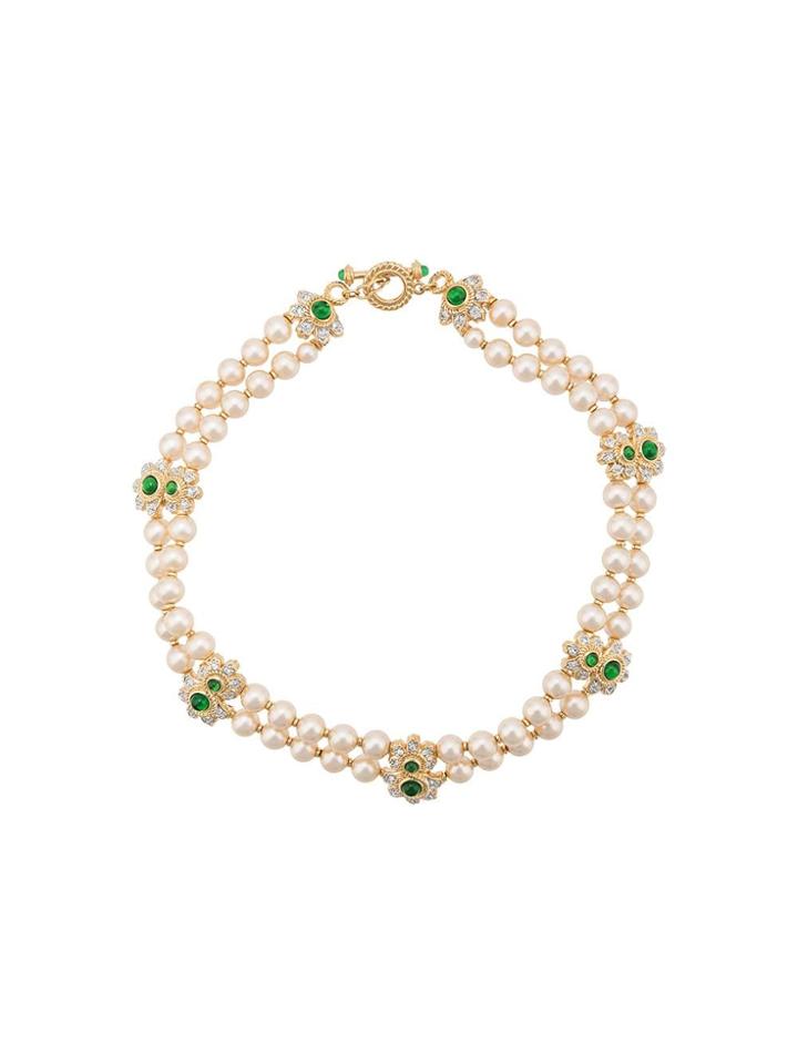 Susan Caplan Vintage '1980s Faux Pearl Necklace - Gold