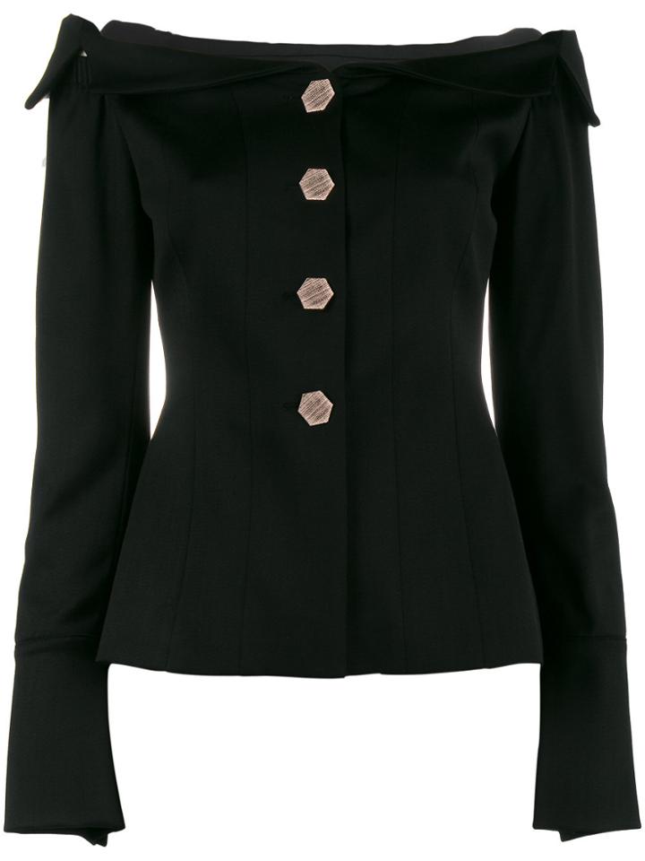 Osman Viva Off Shoulder Wool Blend Jacket - Black
