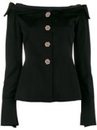 Osman Viva Off Shoulder Wool Blend Jacket - Black