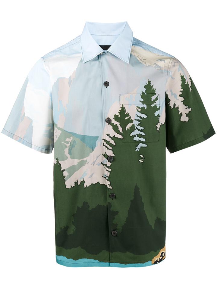 Prada Mountains Printed Bowling Shirt - Multicolour