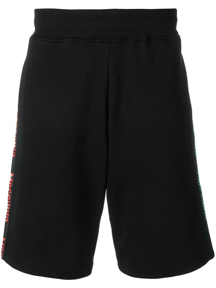 Moschino Logo Side Stripe Shorts - Black