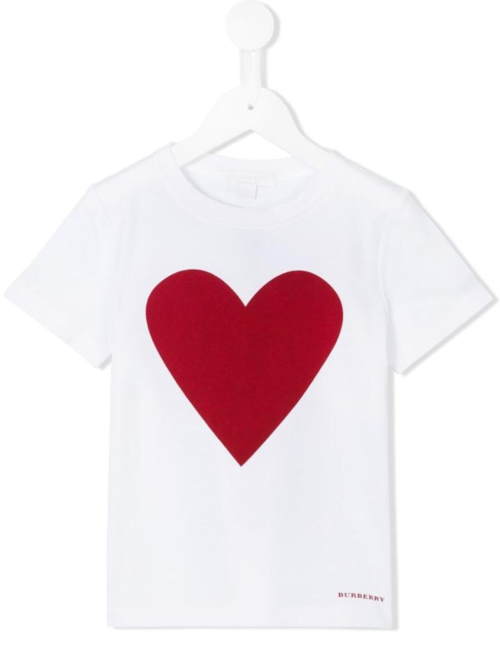 Burberry Kids Heart Print T-shirt, Girl's, Size: 10 Yrs, White