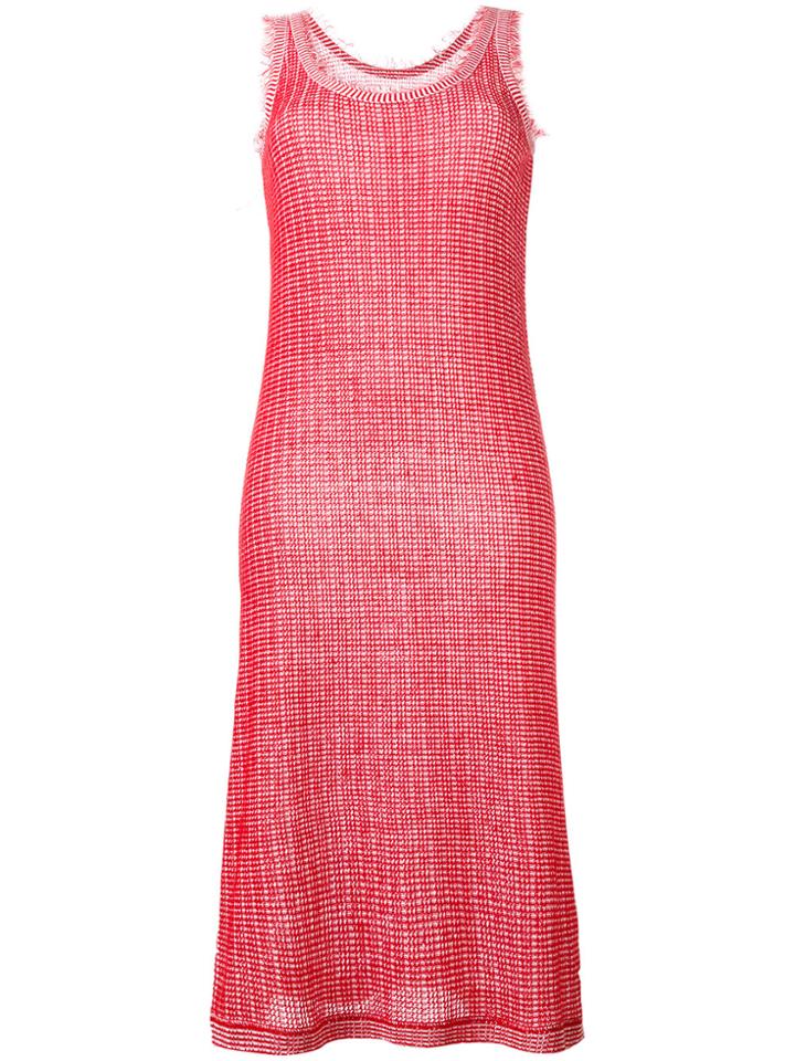 Maison Margiela Frayed Edge Knitted Dress - Red